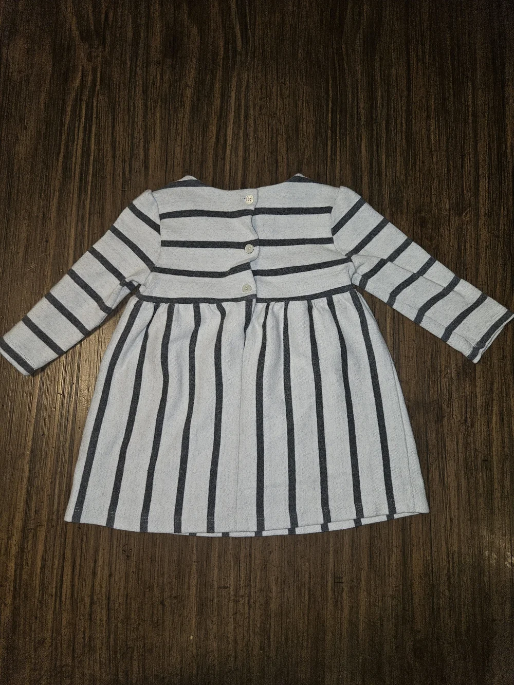 GAP White and Navy Striped Long-Sleeve Dress with Neck Bow